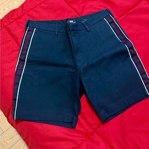 H&M Black Athletic Shorts with White and Burgundy Stripes